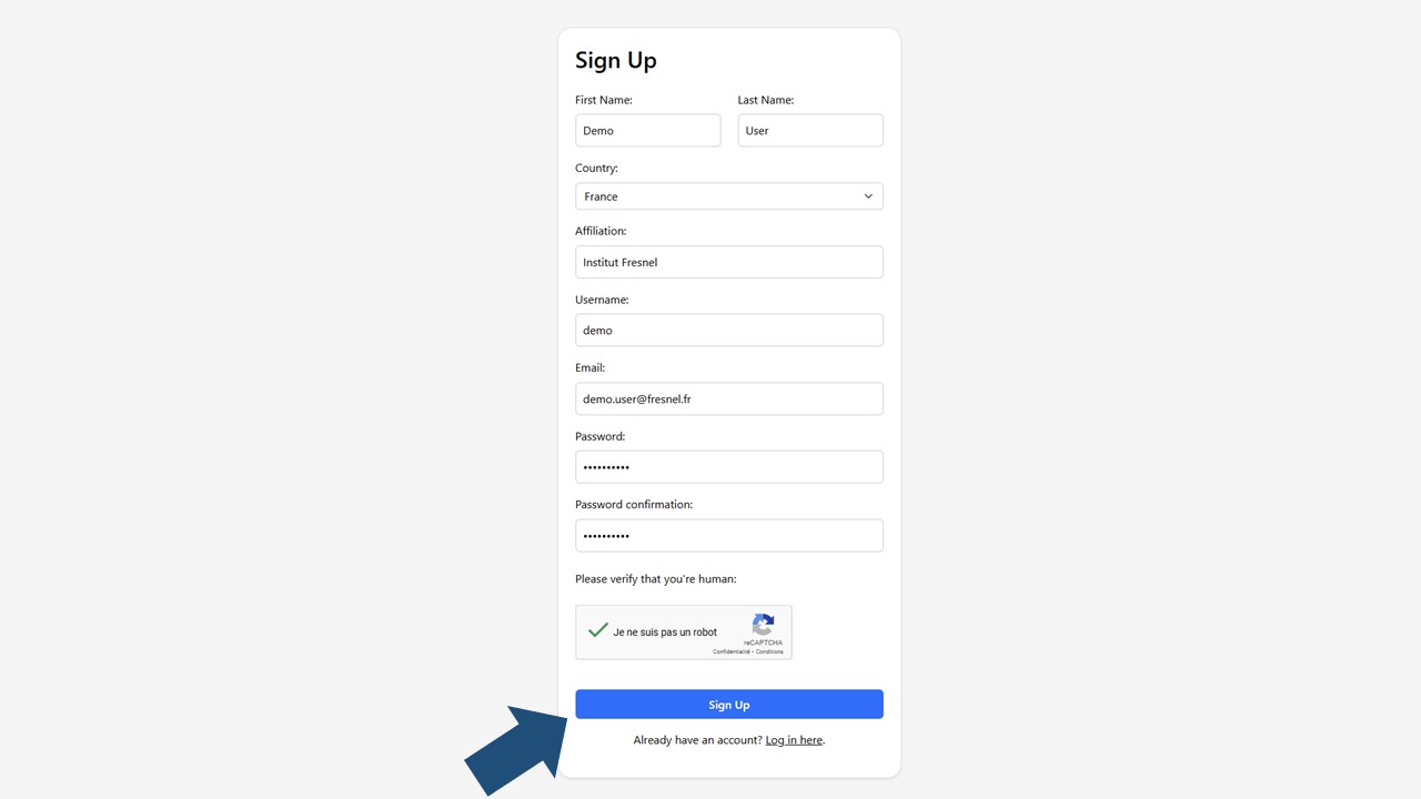 Sign Up exemple